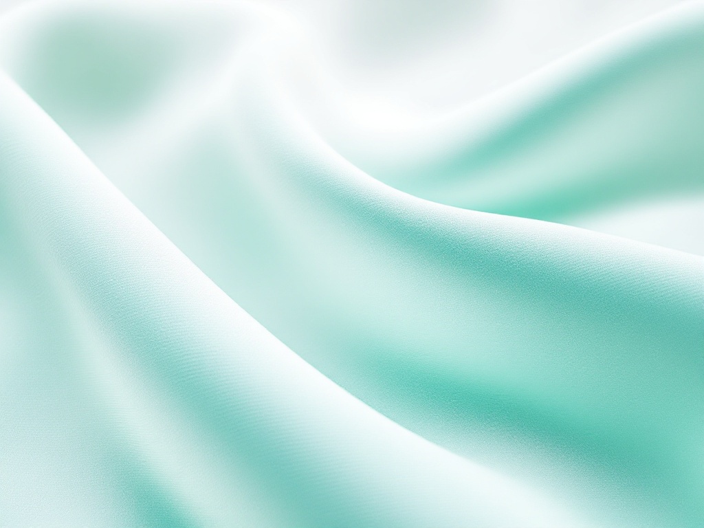A macro of a smooth taut fabric surface smoothing over a gentle curve in mint light
