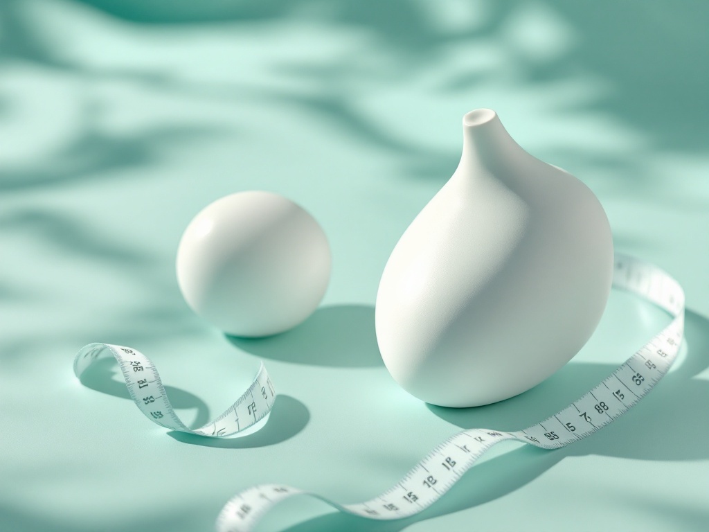 A smooth pale sculpting form and a soft measuring tape on a mint surface